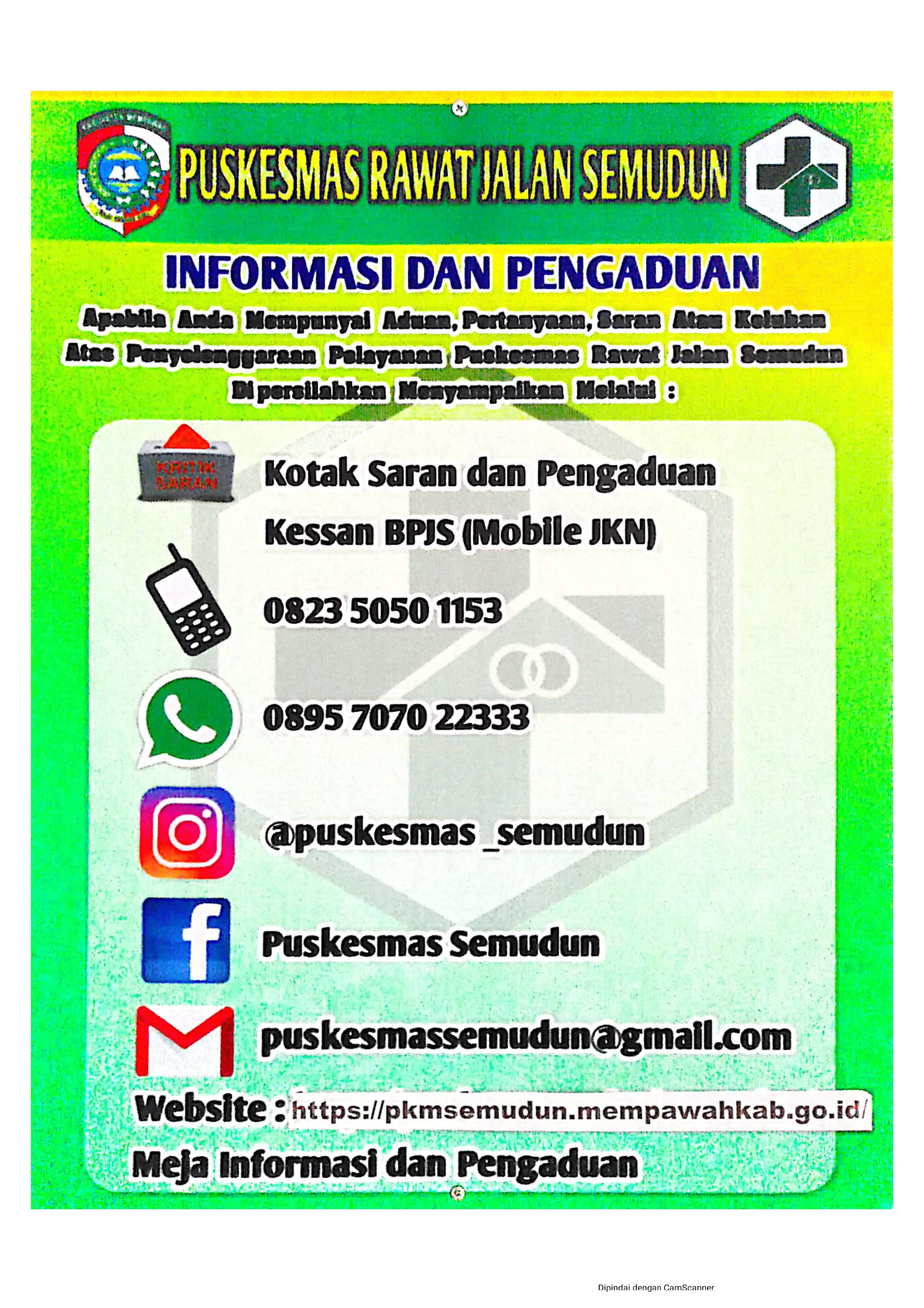 INFORMASI DAN PENGADUAN PKM SEMUDUDN